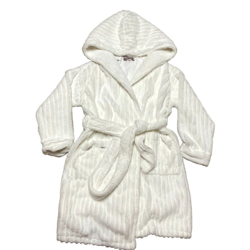 NWT Pretty You London Long Hooded Robe Sz M-L White "Cloud Robe" Pockets Womens